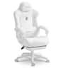 Dowinx - Gaming Chair Big and Tall, Suede Fabric Game Chair with Pocket Spring Cushion, High Back Ergonomic Office Chair - White