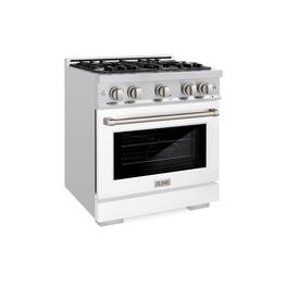 ZLINE - 30 in. 4.2 cu. ft. Freestanding Select Gas Range w/ 4 Burner Cooktop & Convection Oven w/ White Matte Door - Stainless Steel