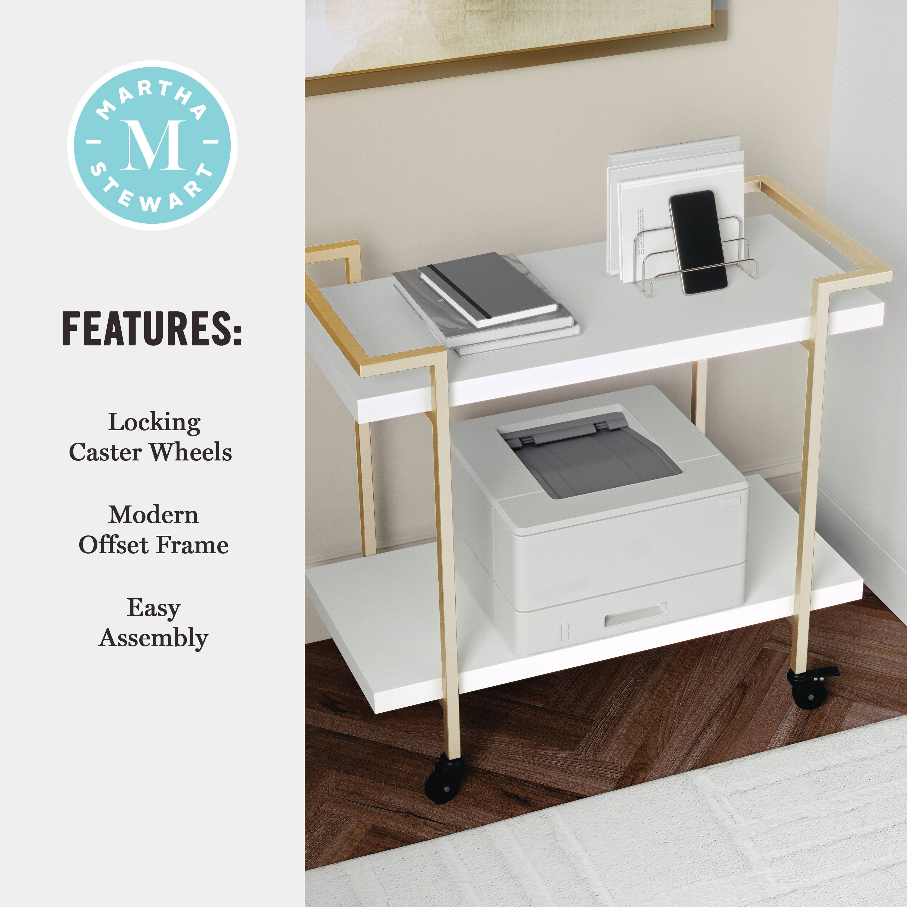 MARTHA STEWART FEATURES: Locking Caster Wheels, Modern Offset Frame, Easy Assembly