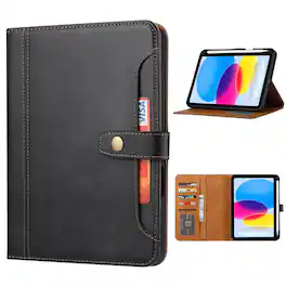 Dteck - Case For Apple iPad 11th(A16) 2025/iPad 10th 2022 Flip Shockproof PU Leather Card Slots Kickstand Pencil Holder Cover - Black