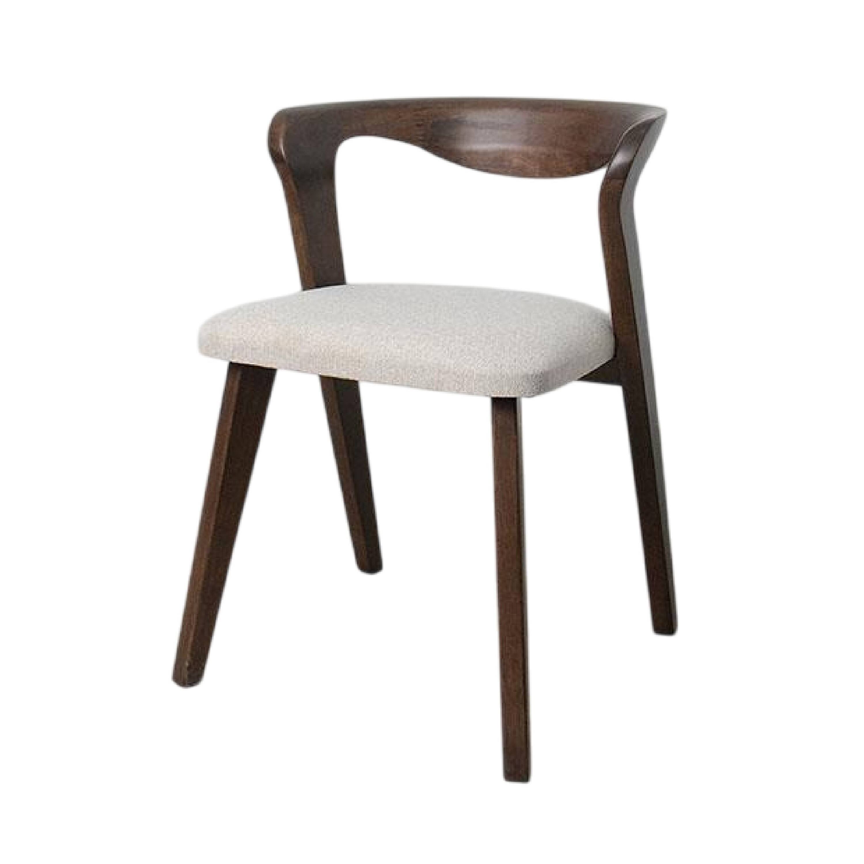 Alt View 1. Manhattan Lane - Vyva Dining Side Chair Set of 2, Ivory Seat, Walnut Brown Rubberwood - Walnut Brown, Ivory.