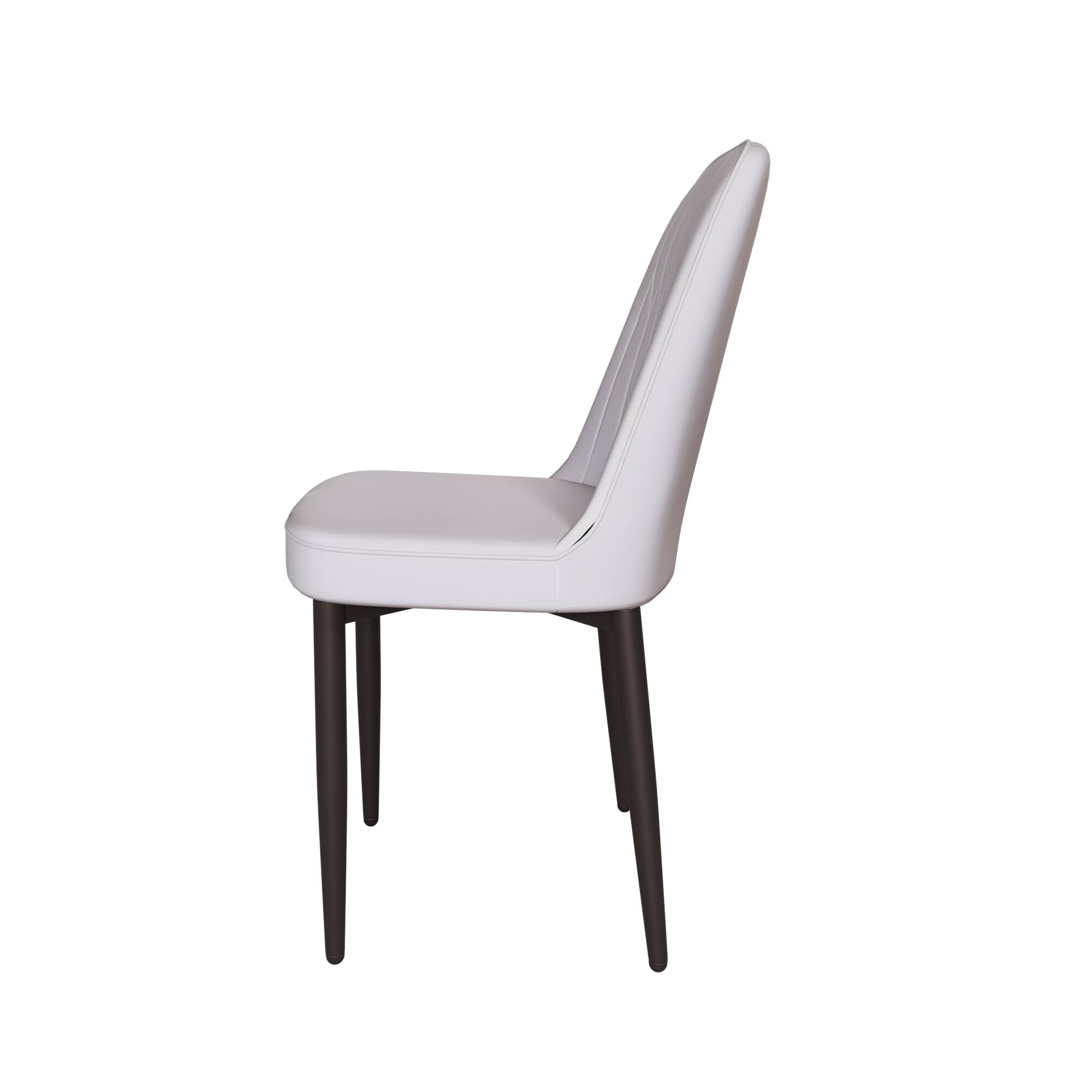 Alt View 10. Tiramisubest - Modern Set of 2 Dining Chairs with High-Quality PU Leather and Cushions, Black Metal Legs, Grey - Gray.