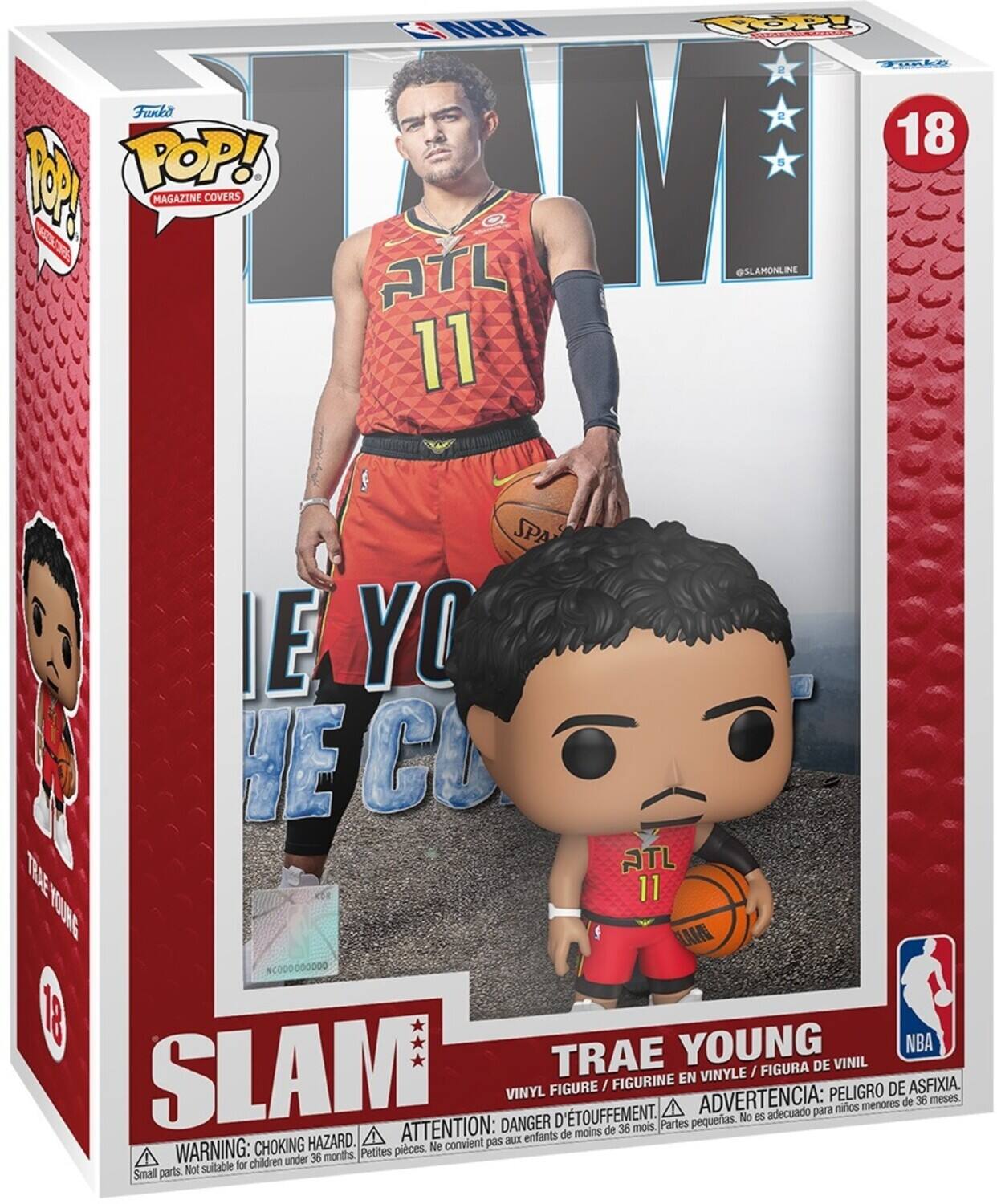 Funko TOP! MAGAZINE COVERS
NBA
Iko O 2
18
ATL M
@SLAMONLINE
11
SPA
E YO HE CU
ATL
TRAE 11 YOUNG
NC000 000000
18
YOUNG
NBA
SLAM
TRAE
EN VINYLE FIGURA DE VINIL
FIGURE / FIGURINE DE ASFIXIA.
VINYL
ADVERTENCIA: PELIGRO de 36 meses
A nios menores D'TOUFFEMENT.
No es adecuado para
DANGER D étouffement.
Partes pequeas.
ATTENTION: de moins de 36
CHOKING HAZARD.
A Ne convient pas -X entants
WARNING: 36 months
Petites pices.
for children under
Smal parts.
Not suitable