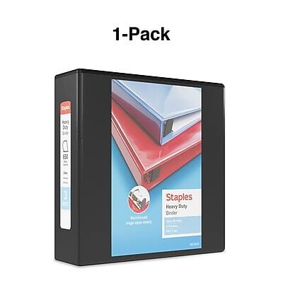 1-Pack  
Staples Heavy Duty Binder  
650 Sheets  
3 Rings  
Heavy Duty  
Black, 1" Rings, 3-Ring  
Staples