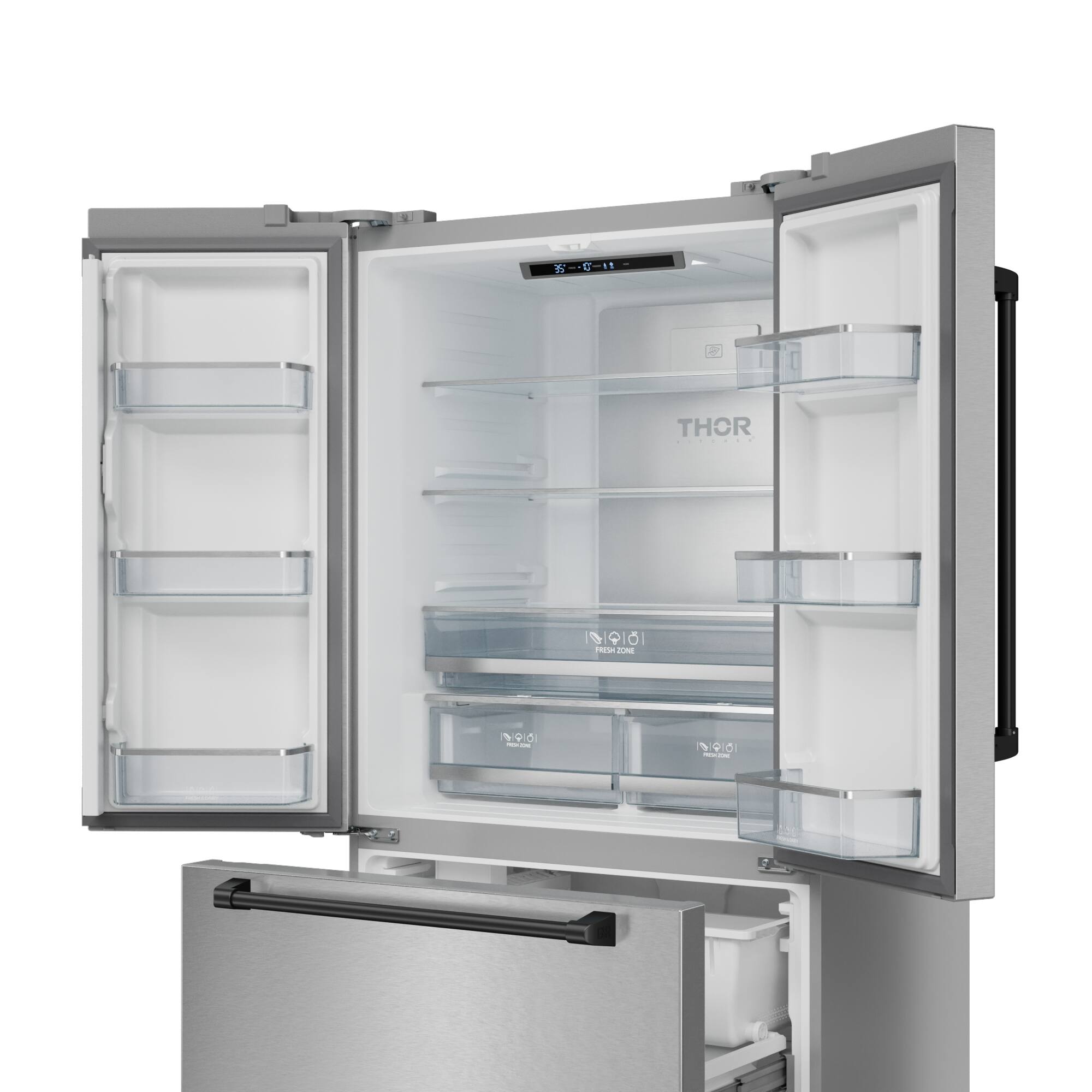 The text on the image reads "THOR 1 C - THCR I/O PerSe 3 CO -". This text is likely related to the refrigerator's features or specifications.