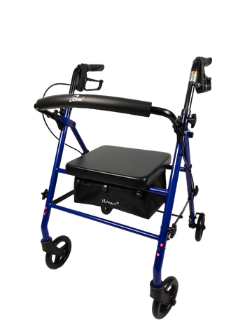 Alt View 5. iLIVING - ILG-800B Blue Rollator Walker – Heavy Duty Frame, Adjustable Height, Easy-Fold Design and Smart Brake Lock for Adults - Blue and Black.