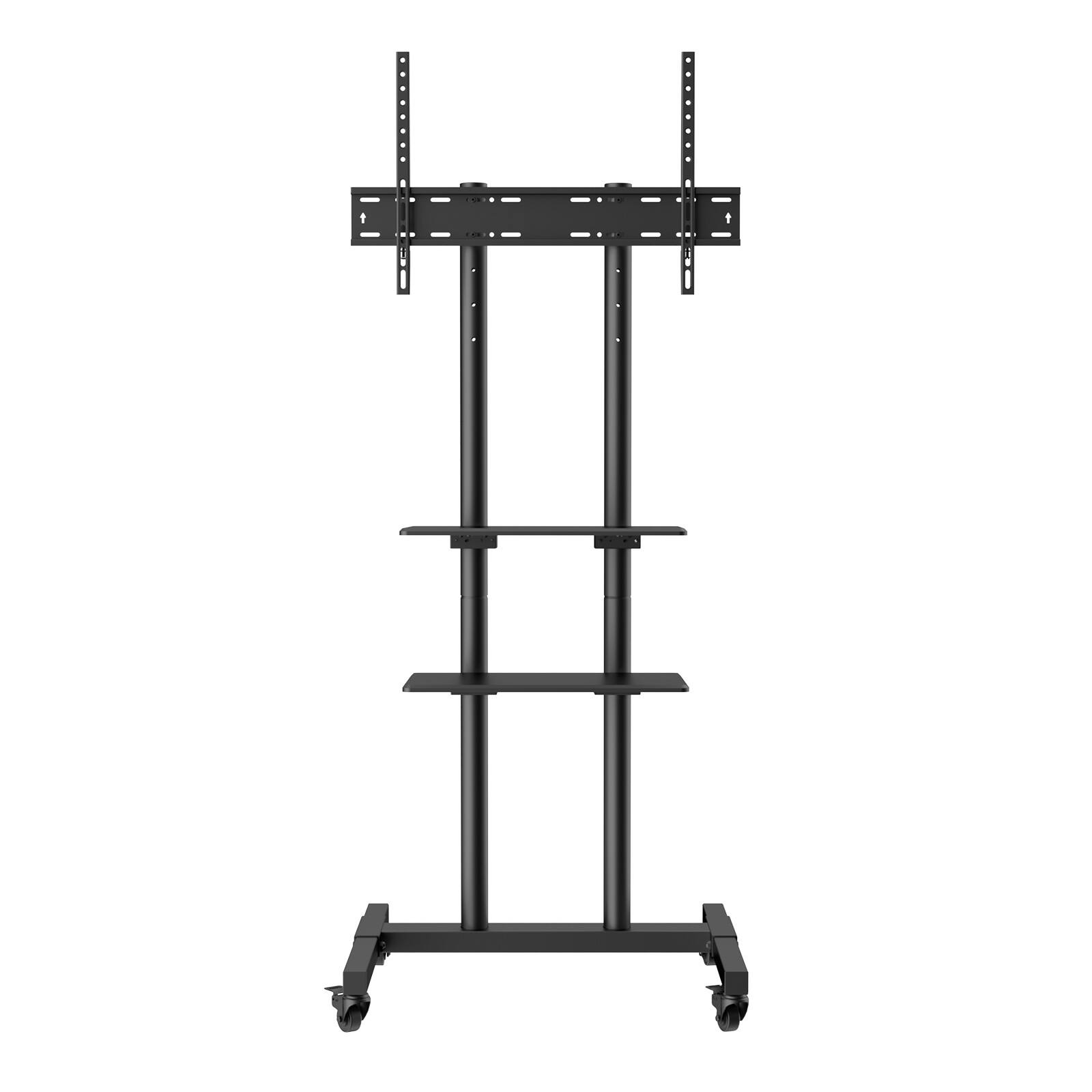 Alt View 1. MERAVOM - Mobile TV Stand, Mobile TV Cart for 32 to 70 inch TVs, Height Adjustable Portable TV Stand with Wheels, Double Tray - Black.