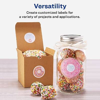 Versatility  
Create customized labels for a variety of projects and applications.  
Thanks a HOLE bunch