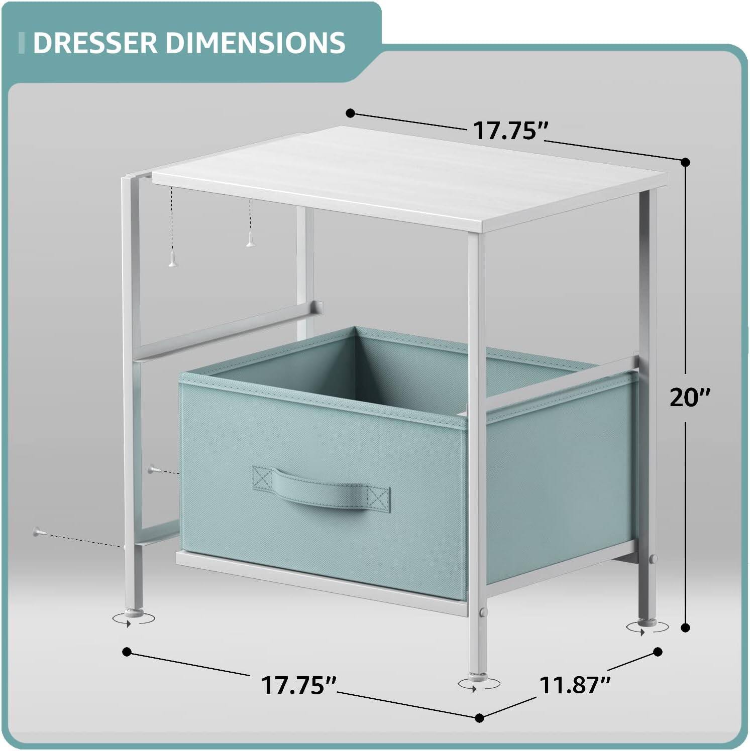 DRESSER DIMENSIONS

17.75"  
20"  
17.75"  
11.87"