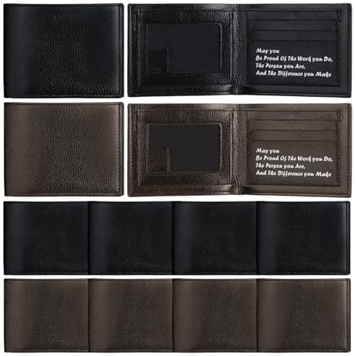 Vulpecula Spade - 10 Pcs Mens Leather Wallets Bulk for Men Engraved Billfold Wallet Gifts for Christmas Employee Coworkers - Black, Brown