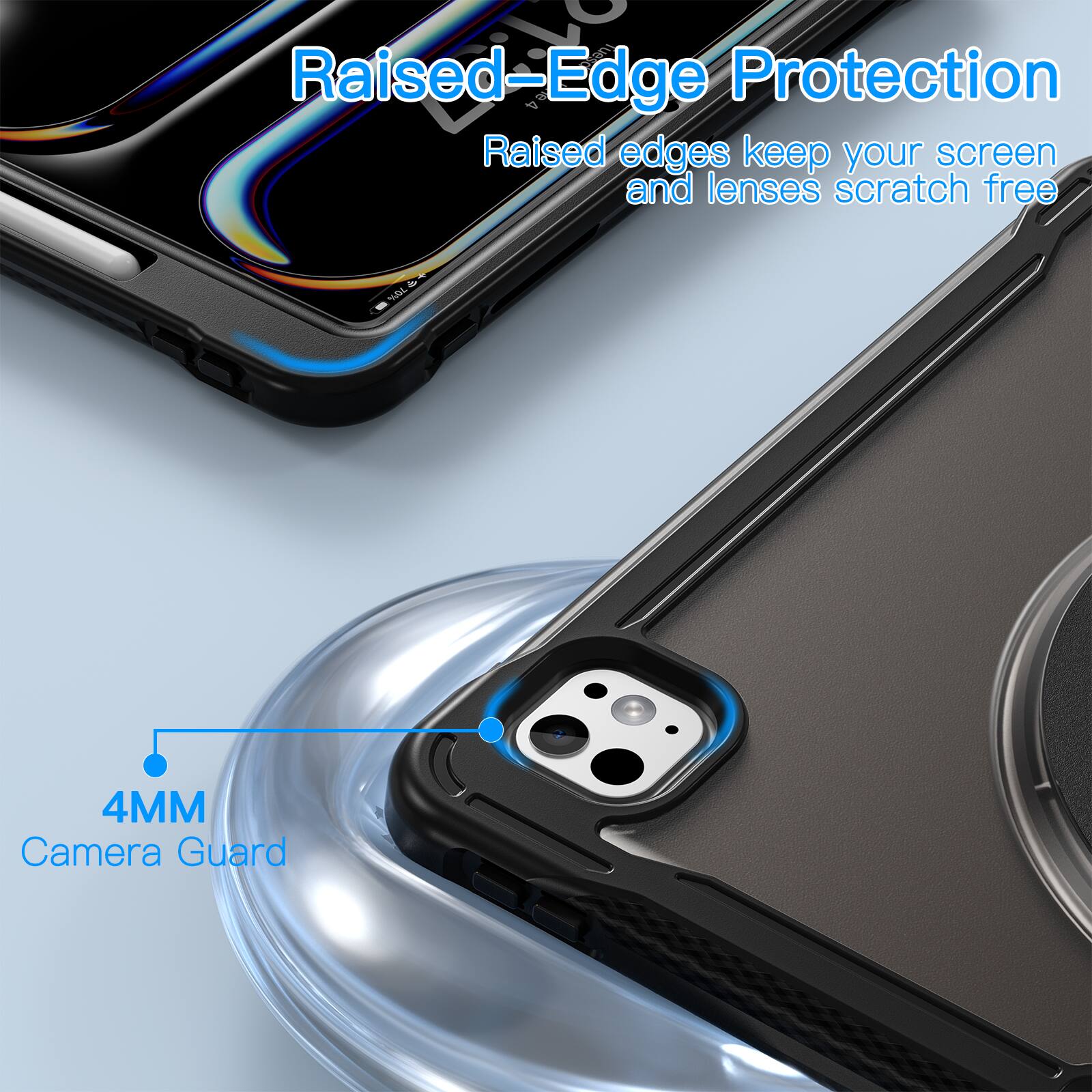 Raised-Edge Protection  
Raised edges keep your screen and lenses scratch free  

4MM Camera Guard