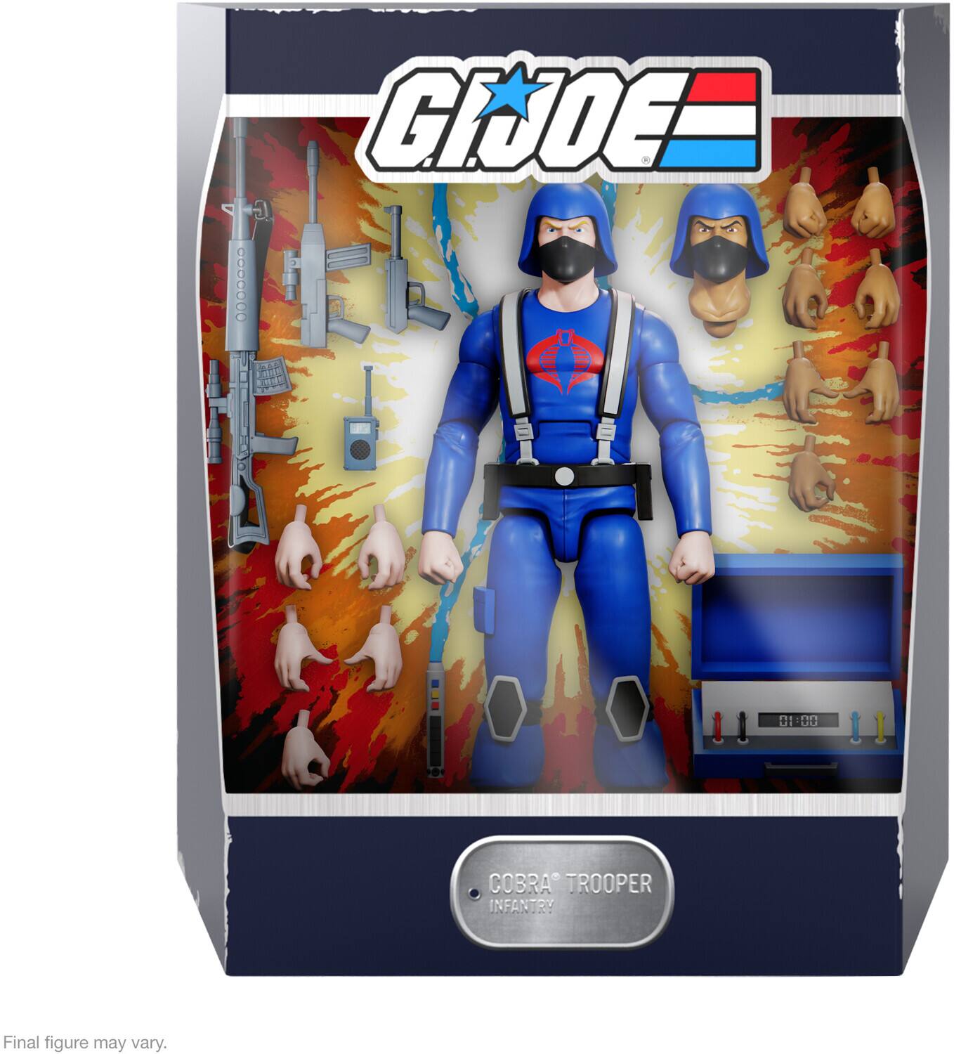 The corrected text from the image is:

"G.I. JOE - COBRA TROOPER INFANTRY
Final figure may vary."