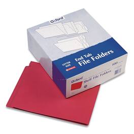 Tops Business Forms - Colored End Tab Folders with Reinforced Double-Ply Straight Cut Tabs, Letter Size, 0.75" Expansion, Red, 100/Box