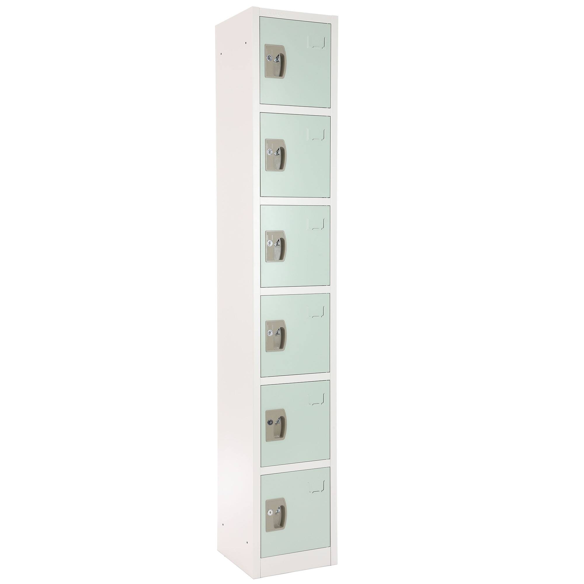 Angle. AdirOffice - Storage Locker 629-Series 72" H 6-Tier Steel Key Lock 6-Shelf Locker with Key Lock, 4/Pack - Misty Green.