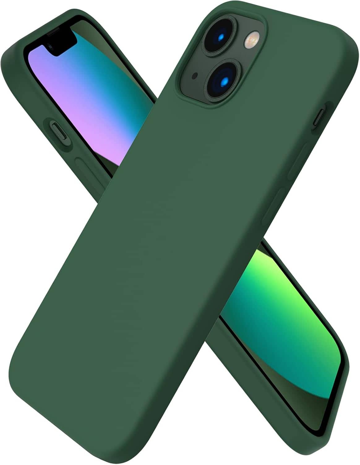 Ornarto - Compatible with iPhone 13 Mini Case 5.4", Slim Liquid Silicone 3 Layers Full Covered Cover - Clover
