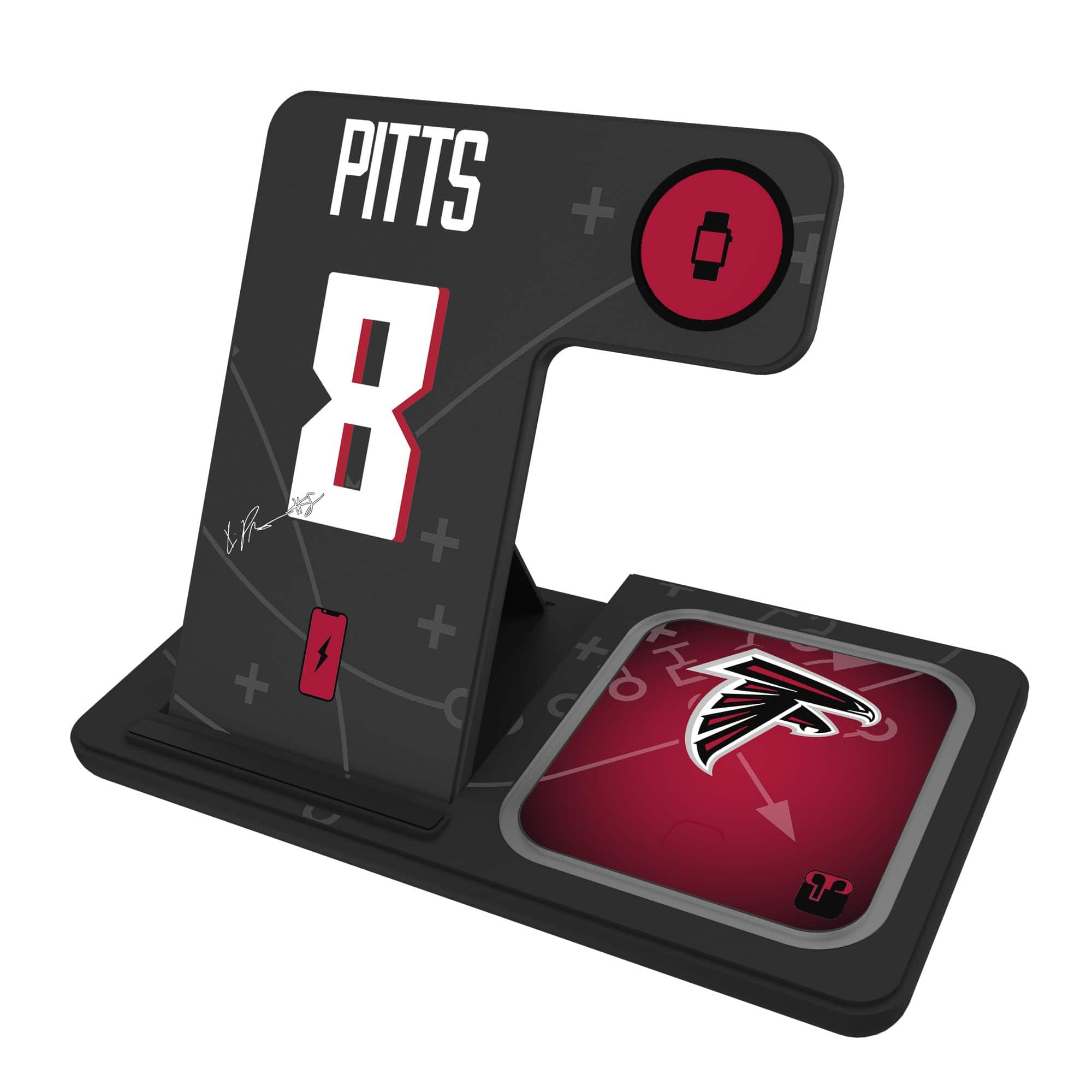 Keyscaper - Kyle Pitts Atlanta Falcons Ready 3-in-1 Charging Station - Black