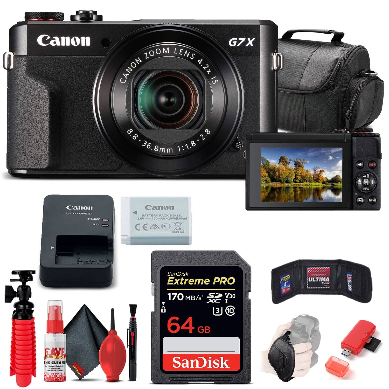 Canon PowerShot G7 X Mark II Digital Camera (1066C001) + 64GB Card