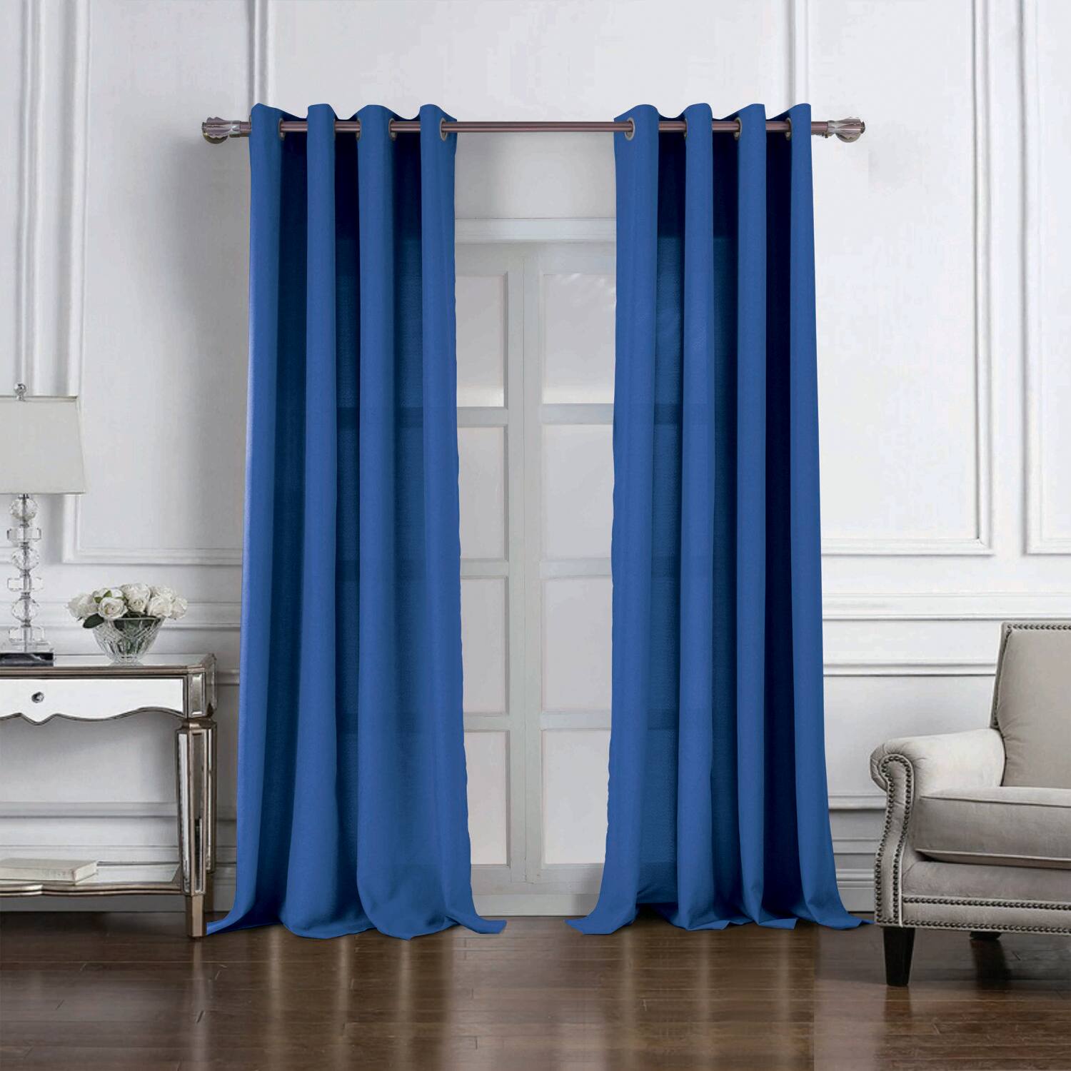 Angle. RT Designers Collection - RT Designers Collection Cole Textured Grommet Room Darkening Curtain Panel 54" x 84" Navy - Navy blue.