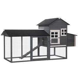 Pawhut - 84" Wooden Chicken Coop, Hen House Outdoor with Run Nesting Box, Asphalt Roof, Removable Tray, Ramp, Poultry Cage