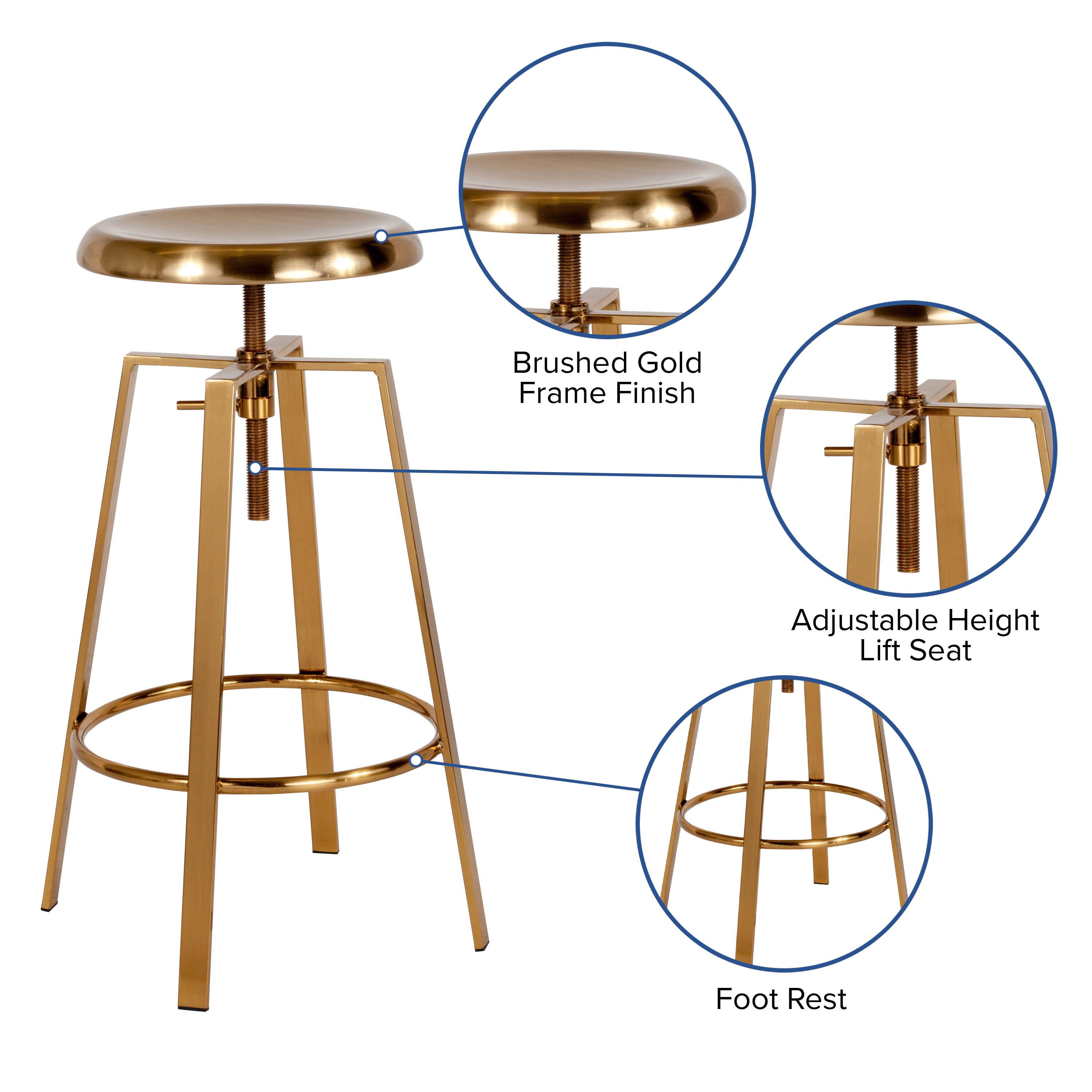 Brushed Gold Frame Finish Adjustable Height Lift Seat Foot Rest