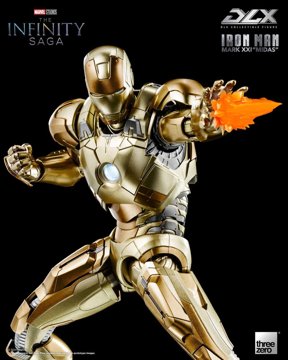 MARVEL STUDIOS THE INFINITY SAGA DX OLA COLLECTIBLE FIGURE IRON MAN MARK XXI "MIDAS" d 9 2024 UT C. derel man mot ThA Tinal peotuct 3 ma 100m prototyoe images three zero