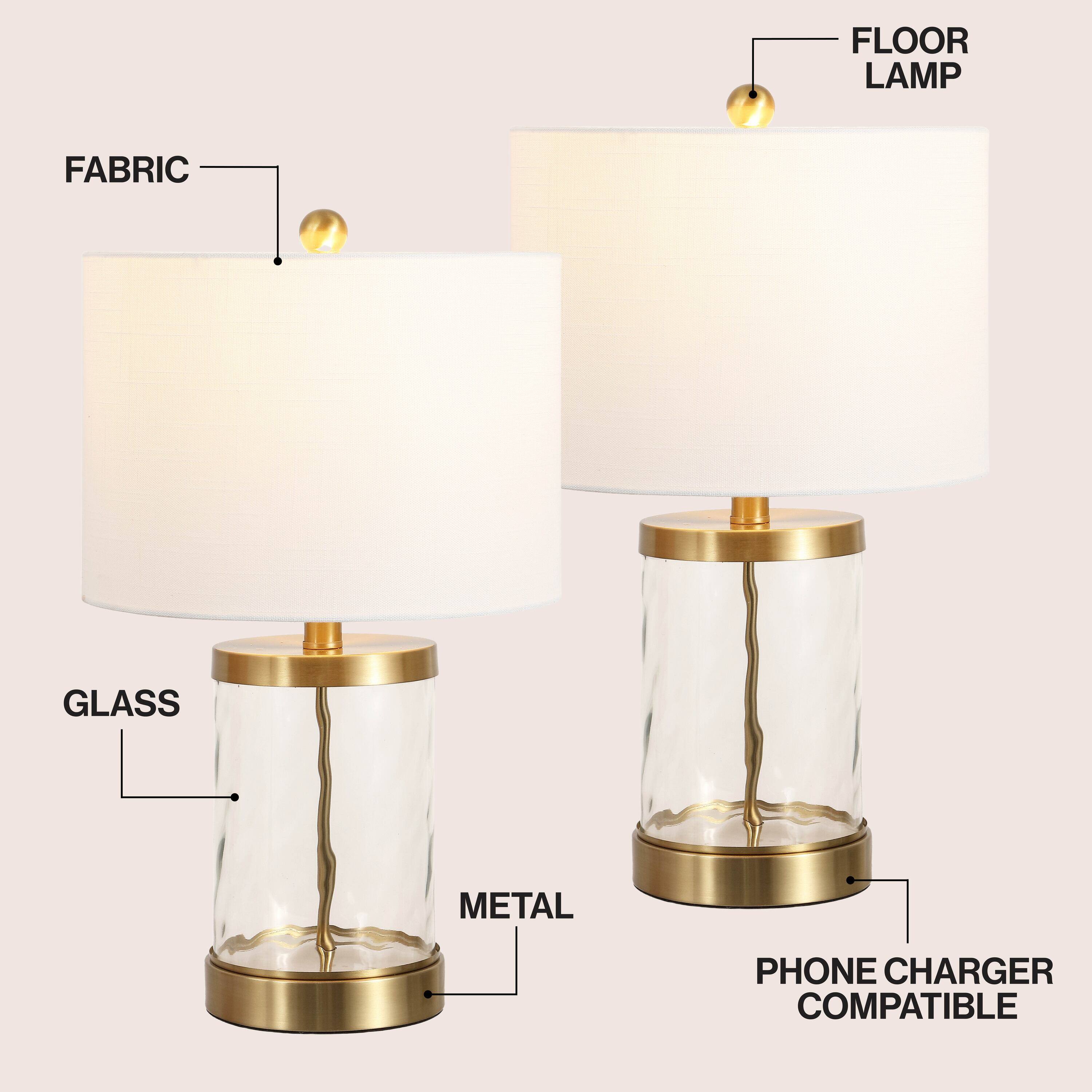 FLOOR LAMP  
FABRIC  
GLASS  
METAL  
PHONE CHARGER COMPATIBLE