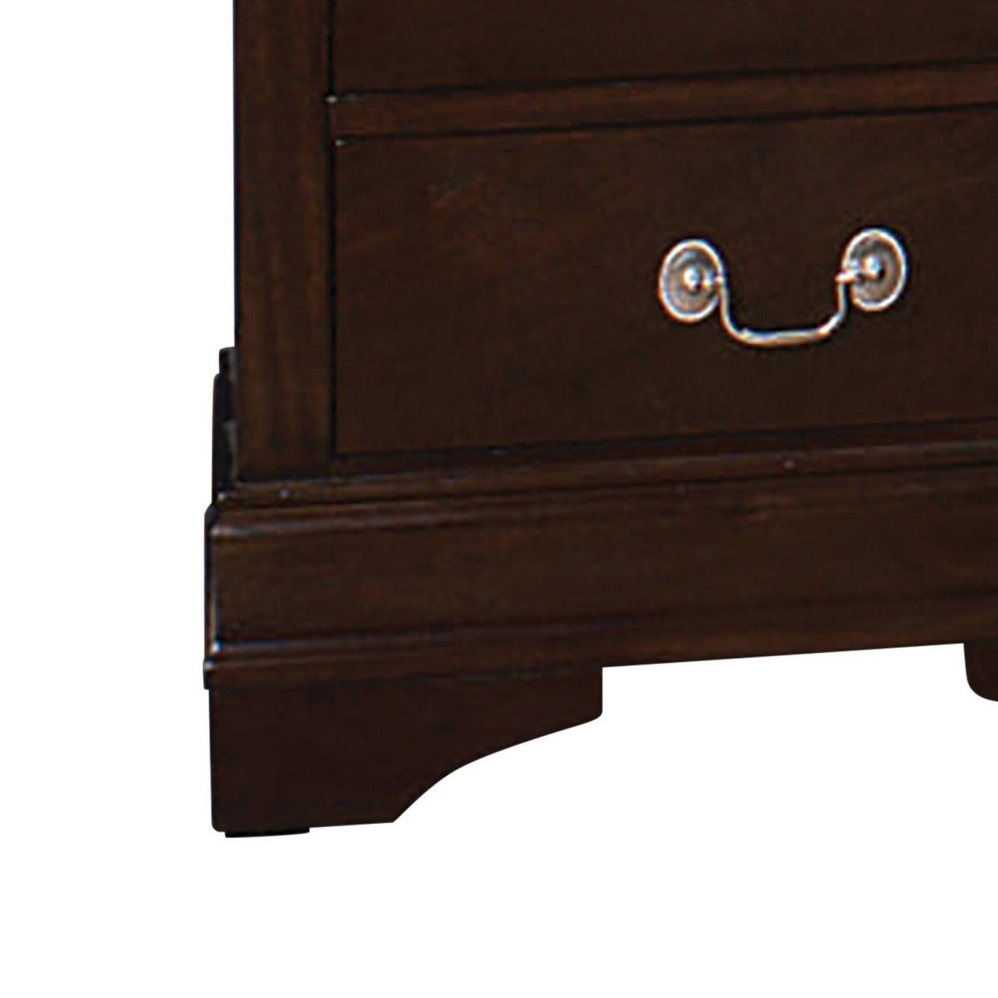 Back. Manhattan Lane - Nim 24 Inch 2 Drawer Nightstand, Classic Bail Handles, Cappuccino - Cappuccino Brown, Nickel.