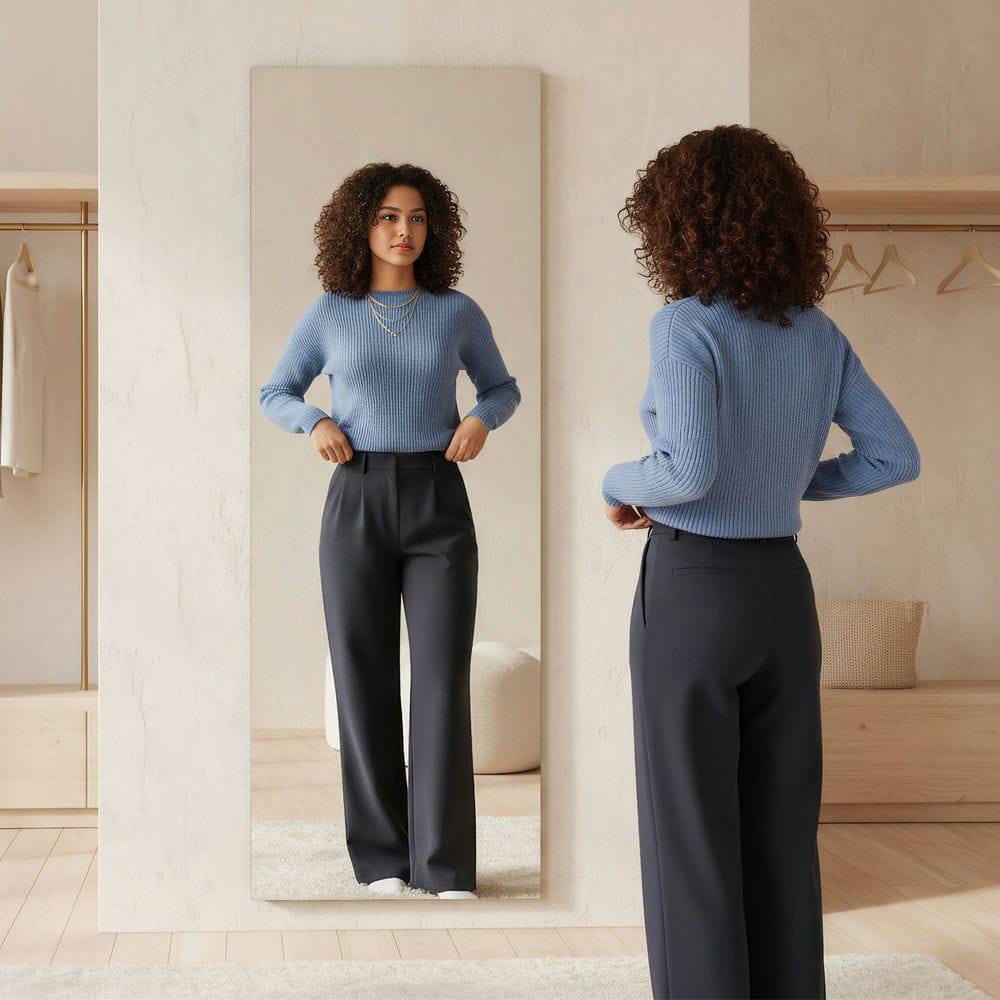 Alt View 4. Kadyn - 64x21 Inch Contemporary Frameless Full-Length Vertical LED Mirror - Black.