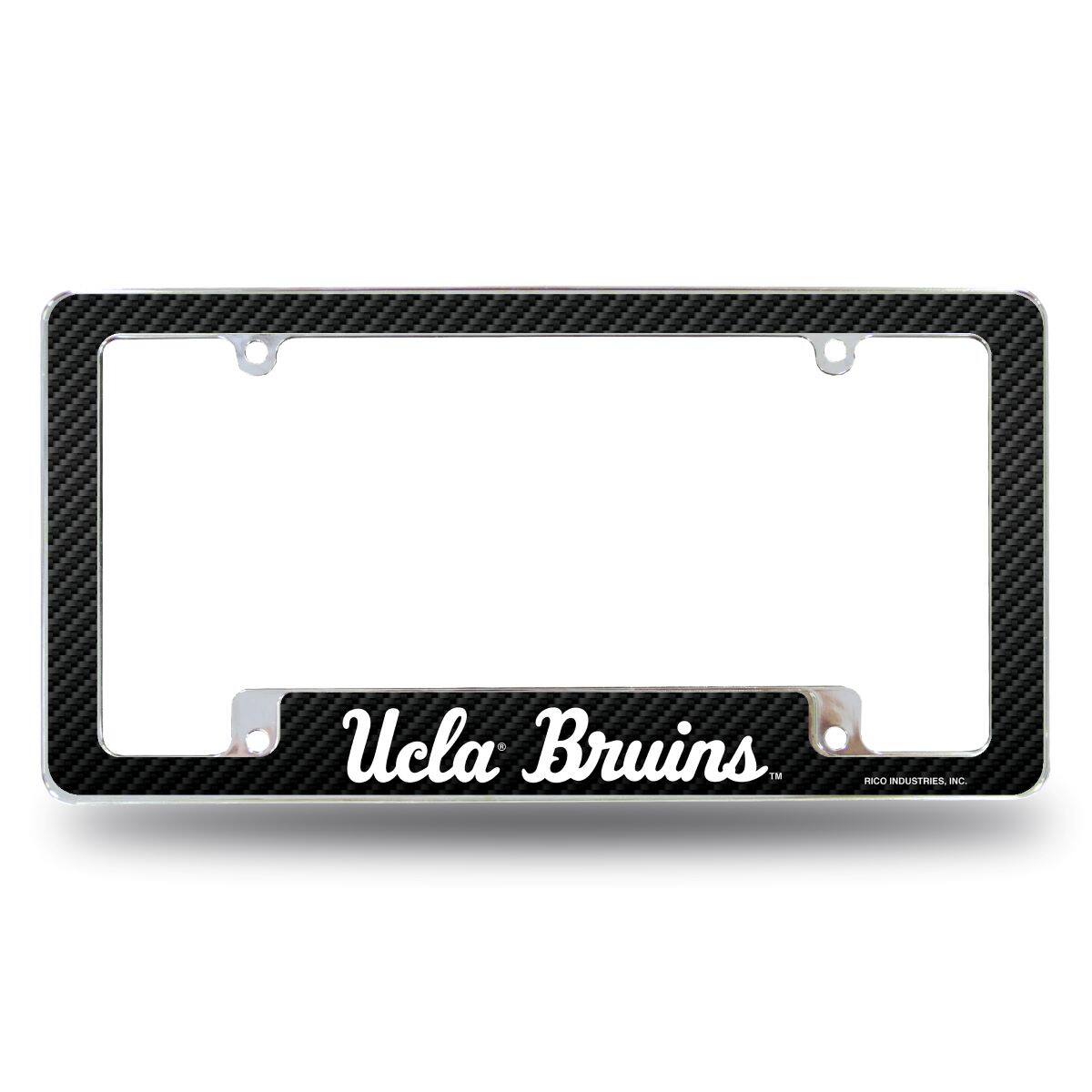 UCLA Bruins Chrome Metal License Plate Frame with Carbon Fiber Design