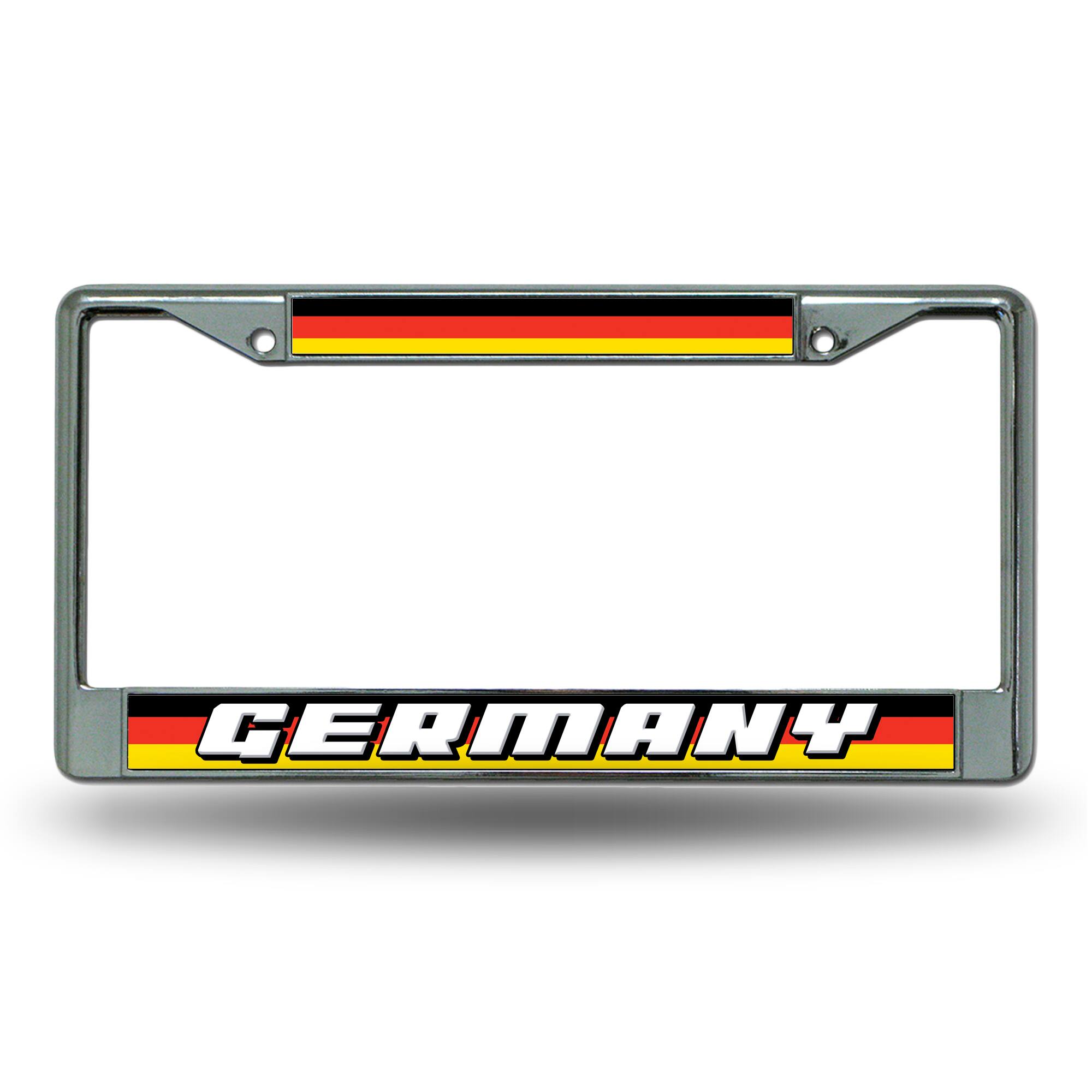 Front. Rico Industries - Germany World Cup Soccer (Football) Chrome Metal License Plate Frame - Multi.
