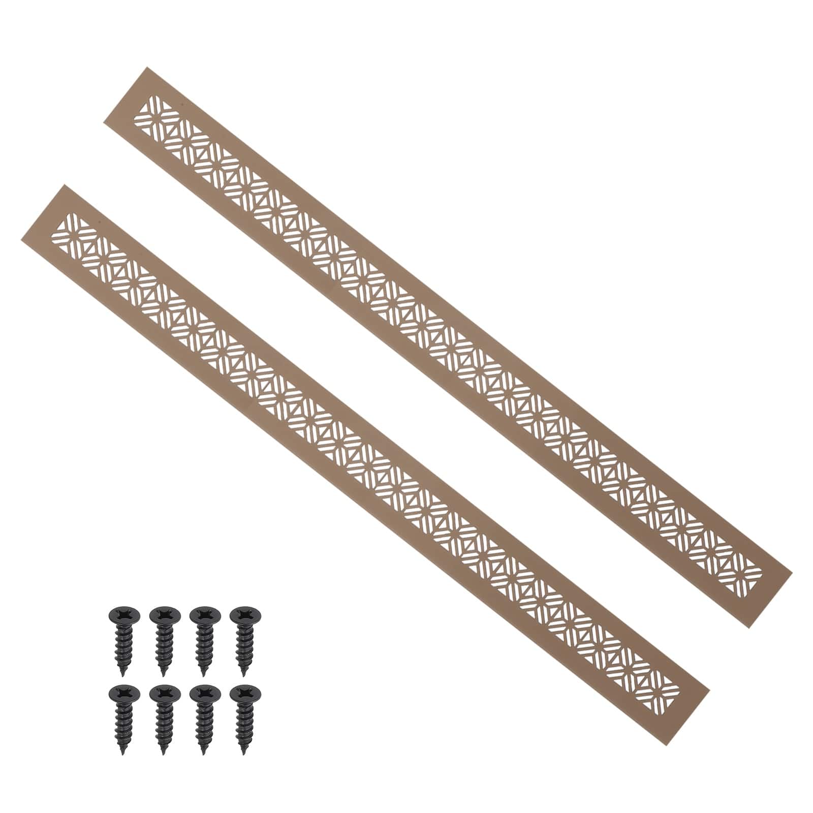Unique Bargains - 24"x2" Door Air Vent Cover, 2pcs Heavy Duty Aluminum Alloy Grille Louvered with Mounting Screws for Cabinet Wardrobe - Brown