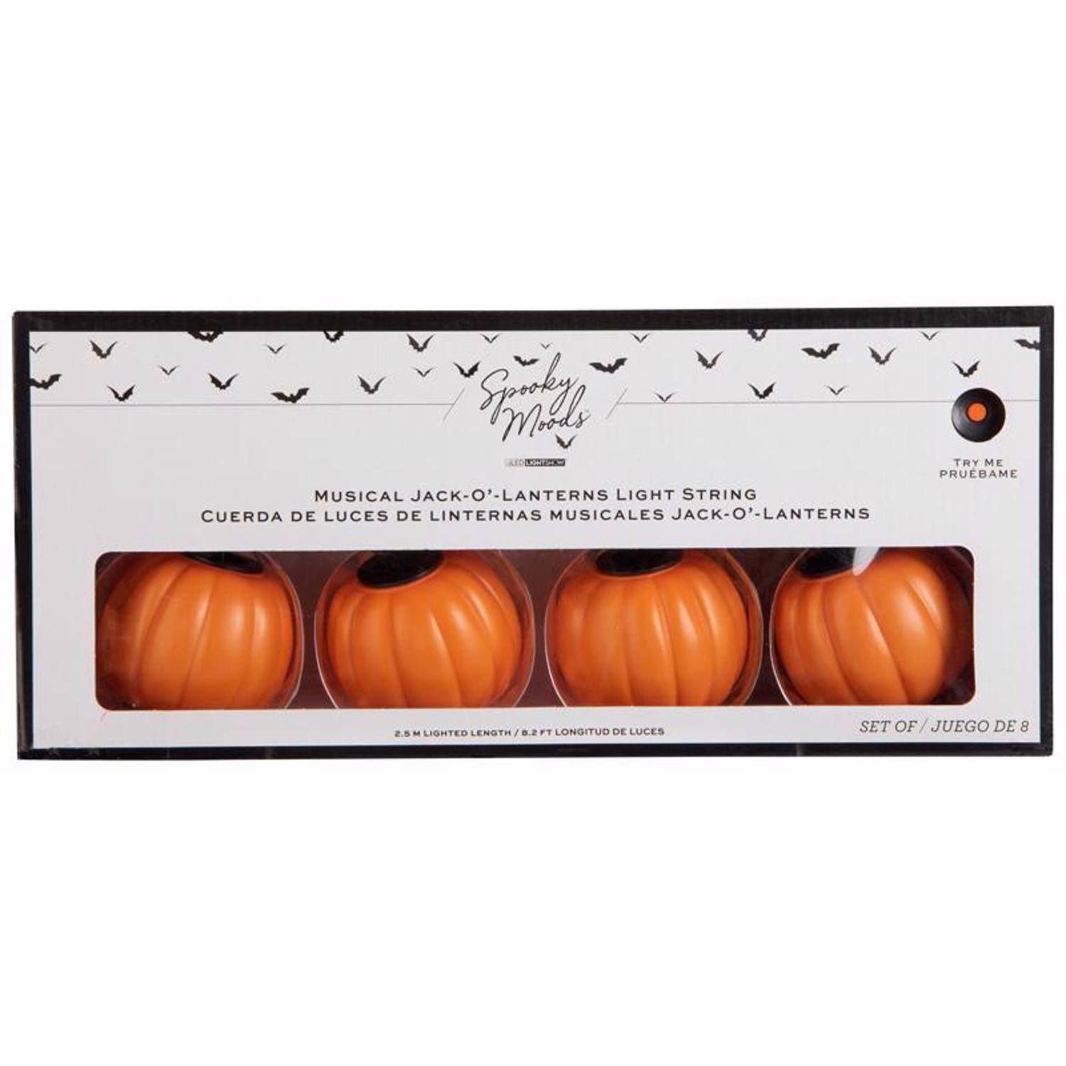 Goody Milk LONTSCH TRY ME PRUBAME MUSICAL JACK-O'-LANTERNS LIGHT STRING CUERDA DE LUCES DE LINTERNAS MUSICALES JACK-O'-LANTERNS  
2.5 M LIGHTED LENGTH 8.2 FT LONGITUD DE LUCES  
SET OF 8 JUEGO DE 8