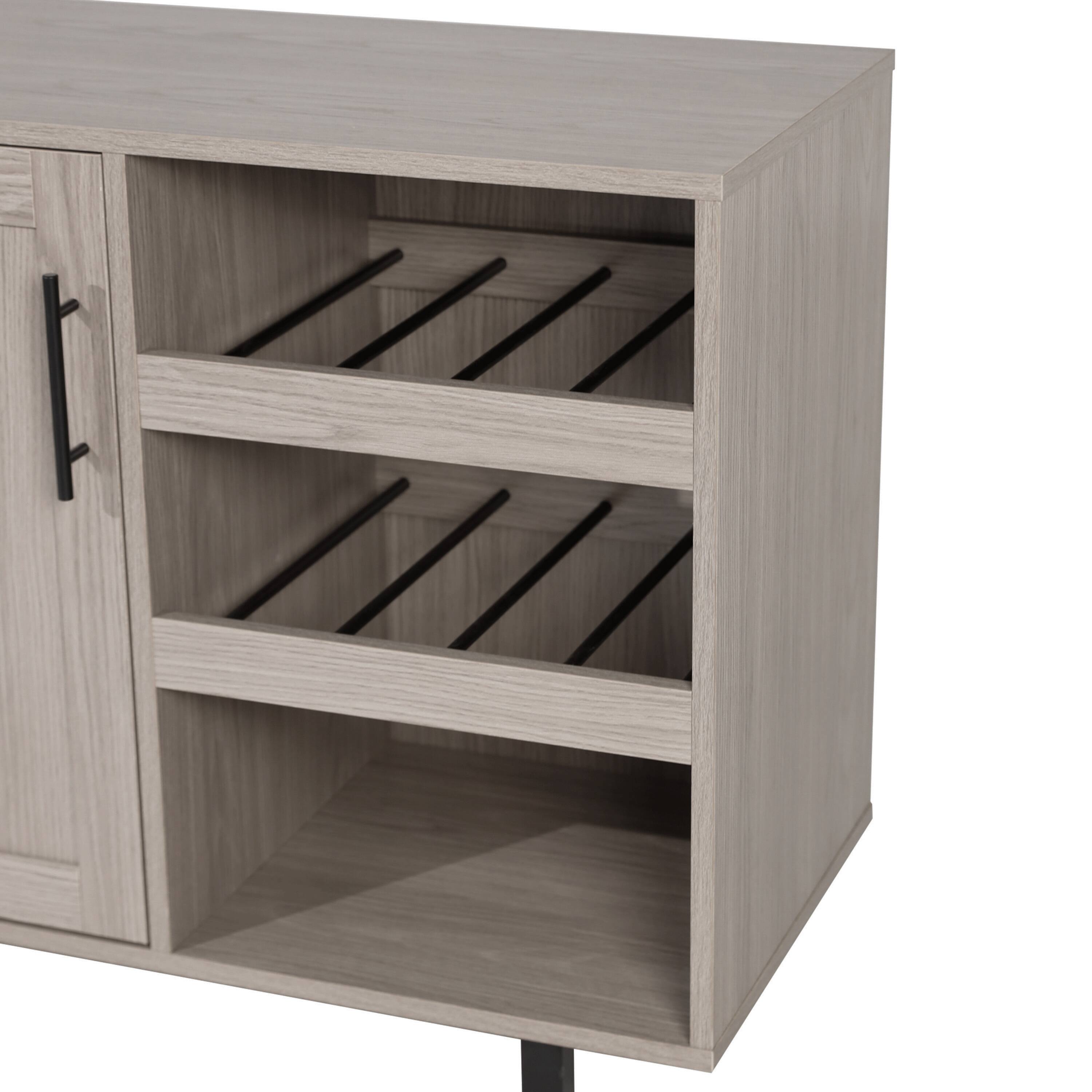 Alt View 10. Emma + Oliver - Classic Sideboard and Bar Cabinet with Open and Closed Storage - Gray.