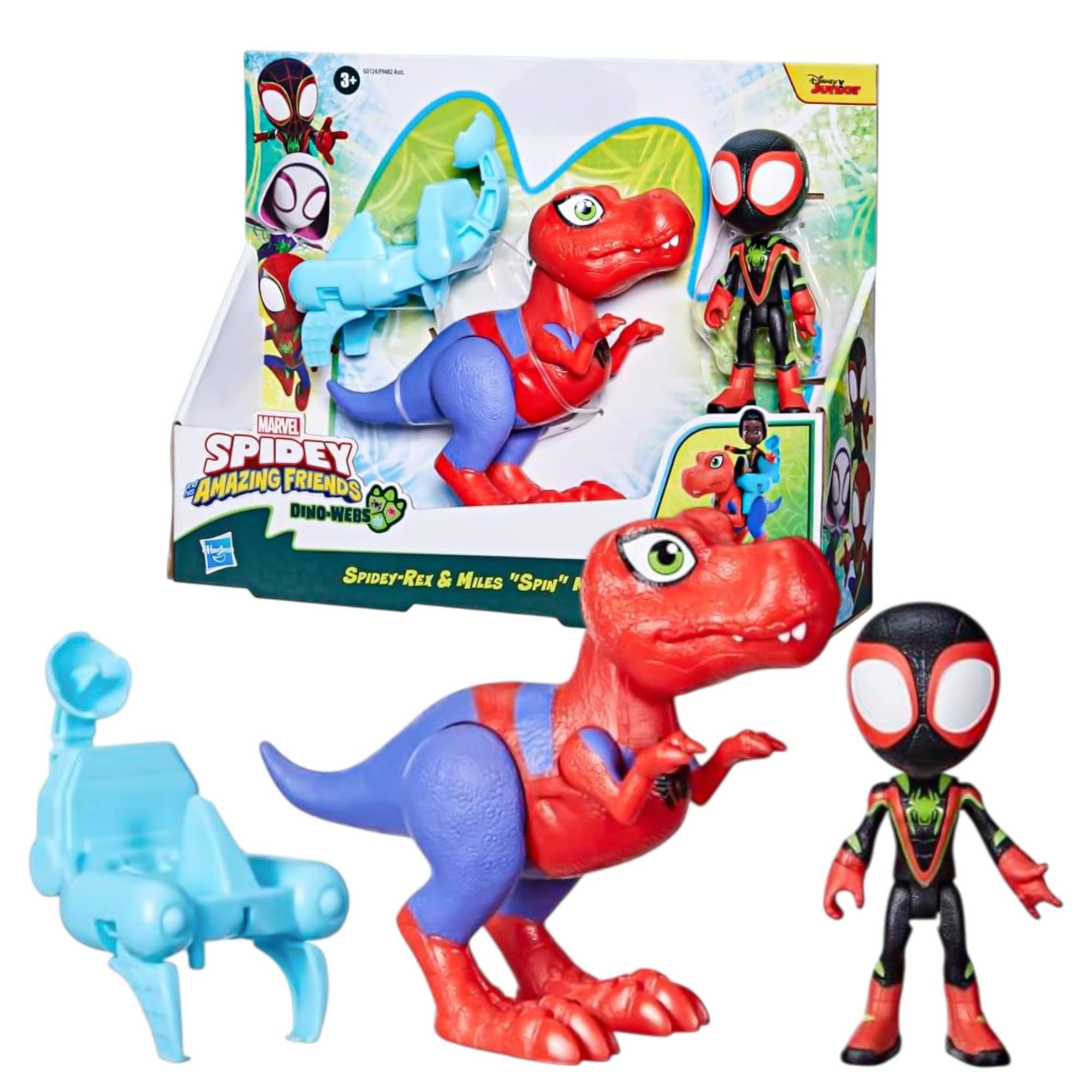 Marvel Spidey and Friends 4-Inch Dino-Webs Set | Spidey-Rex & Miles Morales
