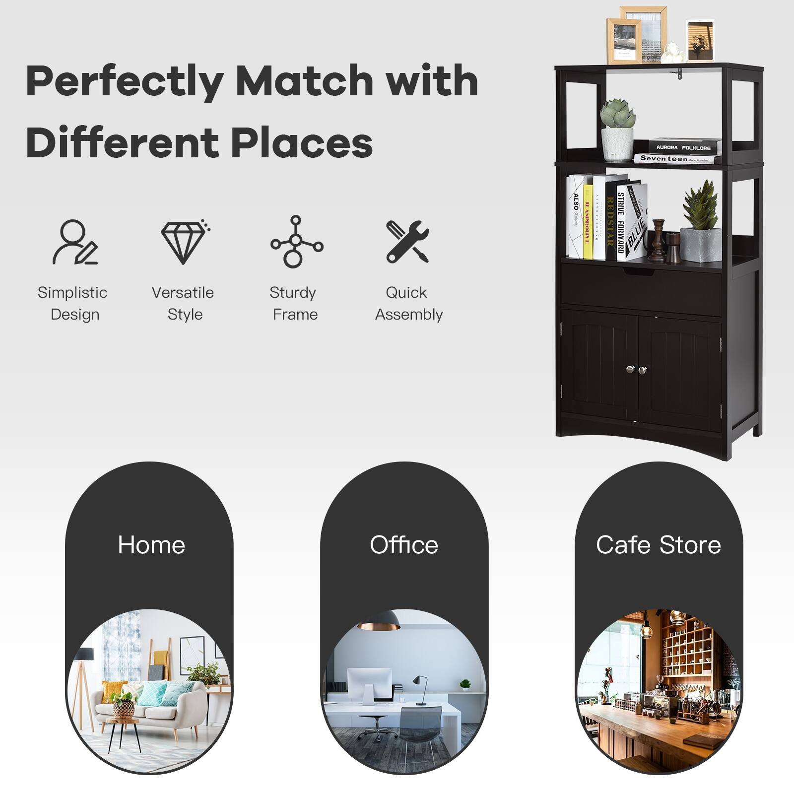 Perfectly Match with Different Places

Simplistic Design
Versatile Style
Sturdy Frame
Quick Assembly

Home
Office
Cafe Store