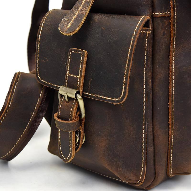 Alt View 4. Steel Horse Leather - The Freja Backpack | Handcrafted Leather Backpack - Dark Brown.