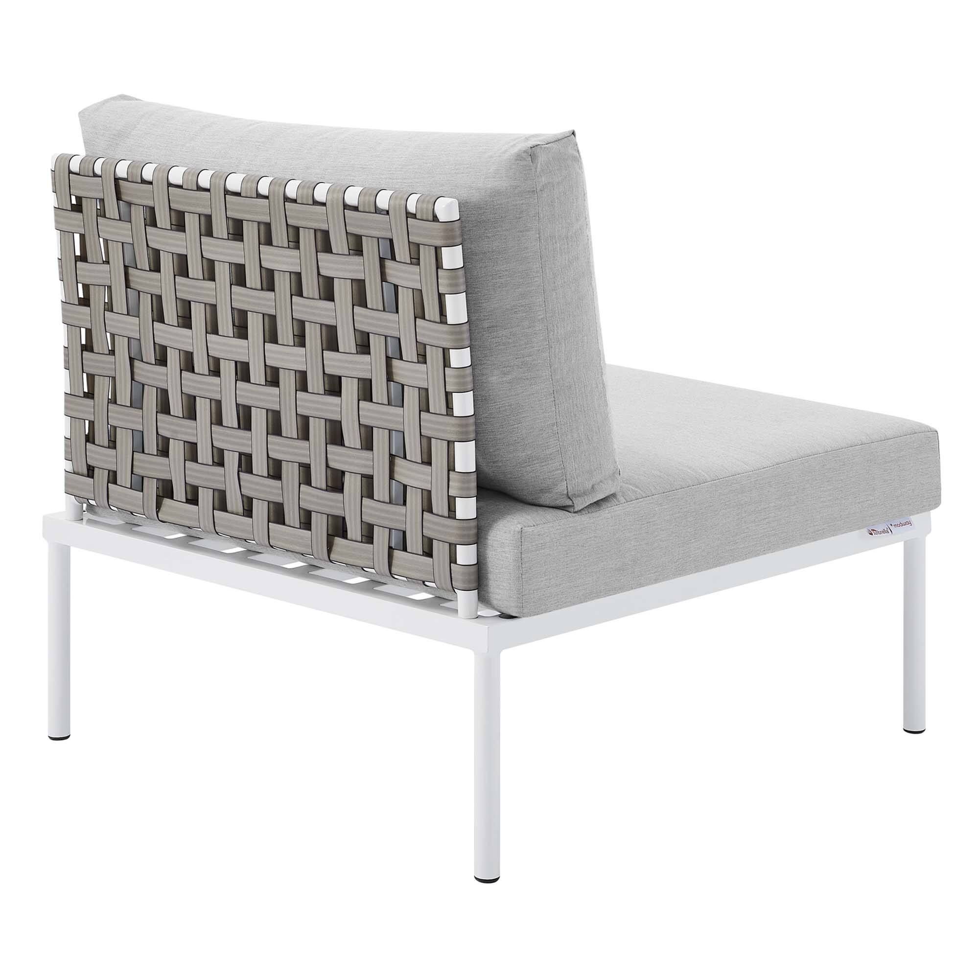 Alt View 2. Modway - Harmony Sunbrella® Basket Weave Outdoor Patio Aluminum Armless Chair by Modway - Tan Gray.