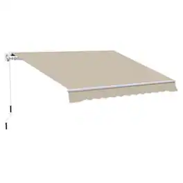 Outsunny - 13' x 8' Retractable Awning, Patio Awnings, Sunshade Shelter w/ Manual Crank Handle, UV & Water-Resistant Fabric - Beige