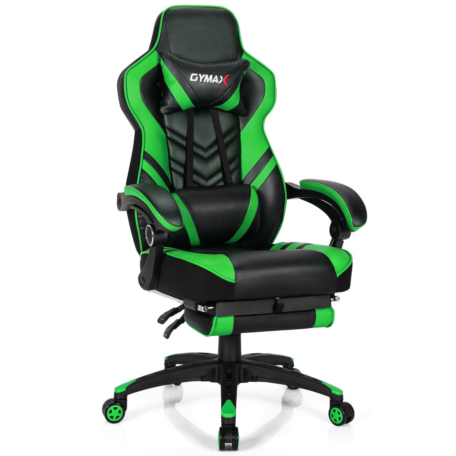 WELLFOR - Adjustable Gaming Chair with Footrest for Home Office - Green