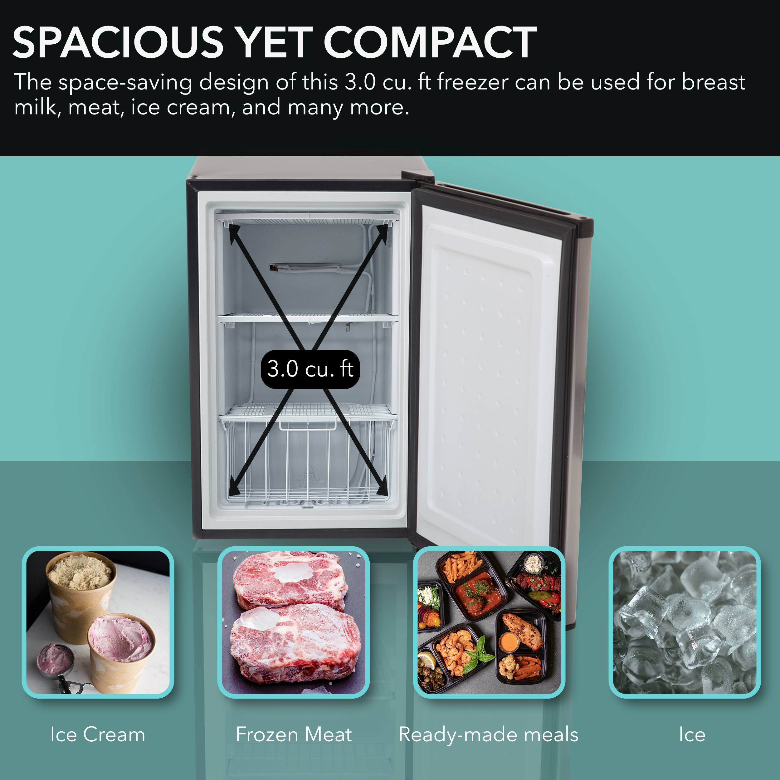 Alt View 3. Whynter - 3.0 cu. ft. Energy Star Upright Freezer with Lock - Stainless Steel - Silver.