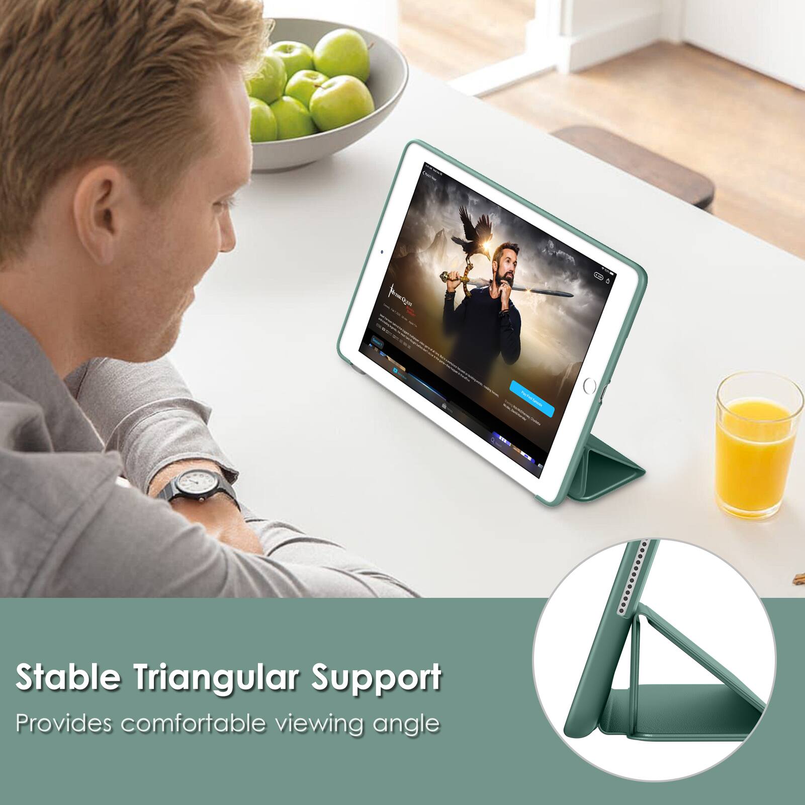 Stable Triangular Support  
Provides comfortable viewing angle