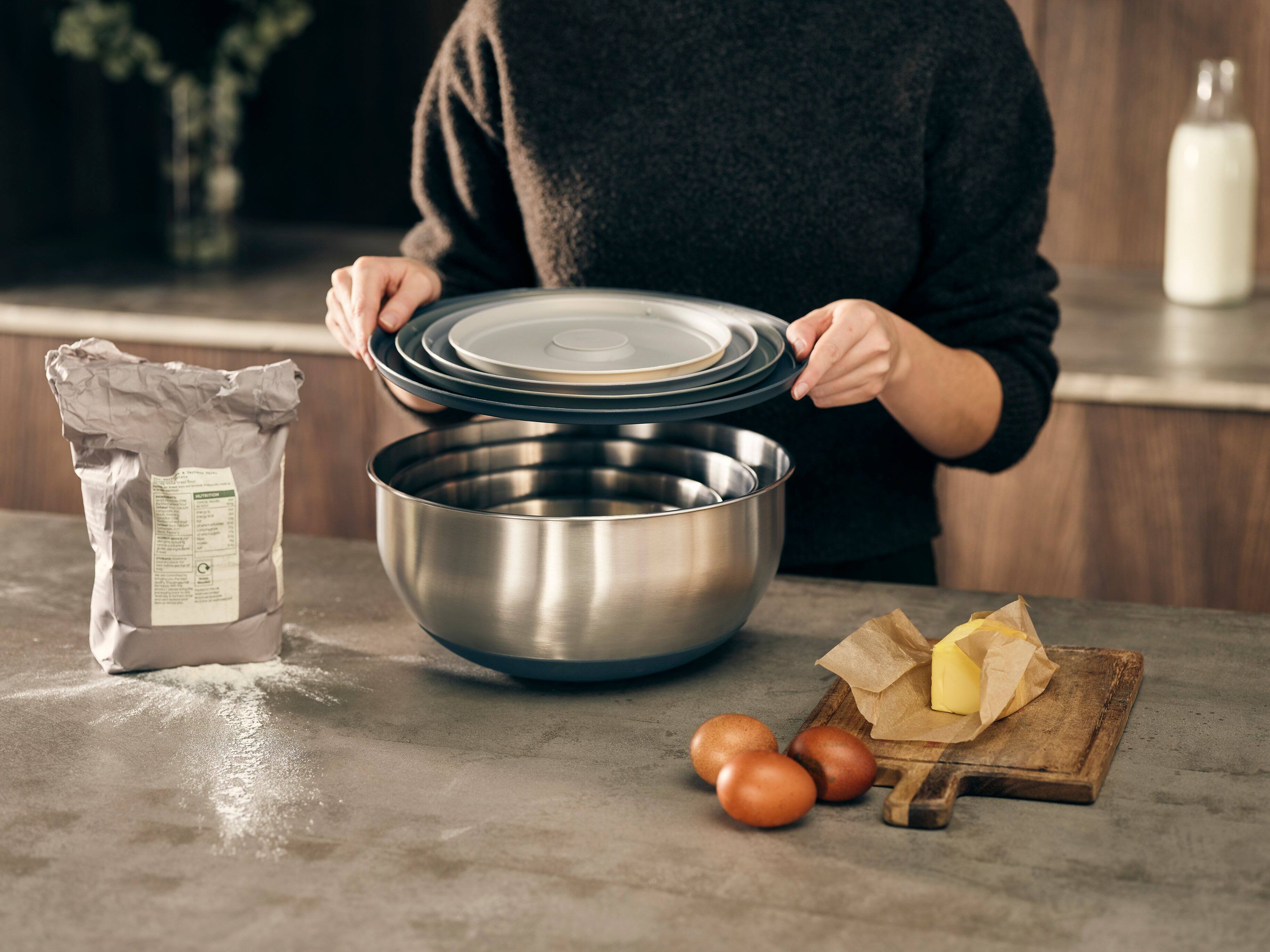 Alt View 3. Joseph Joseph - Nest Prep&Store 8-piece Stainless Steel Mixing Bowl Set with Lids.