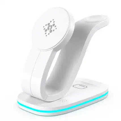 Front. RISOKEYS - 4-in-1 Magnetic Wireless Charger - Power Adapter for Apple Devices, Compatible with iPhone, Apple Watch & Earphones - White.