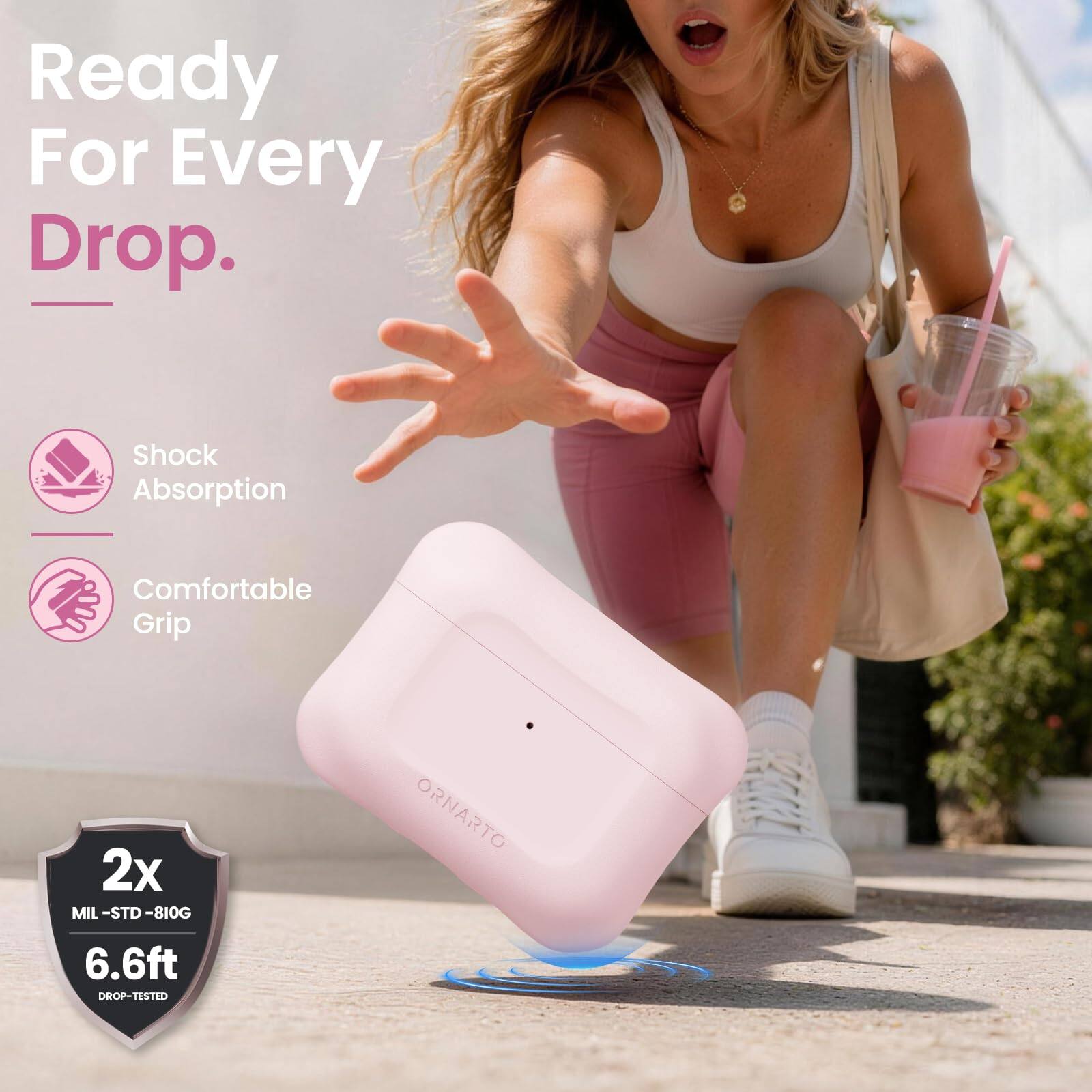 Ready For Every Drop.  
Shock Absorption  
Comfortable Grip  
2x MIL-STD-810G  
ORNARTO  
6.6ft DROP-TESTED