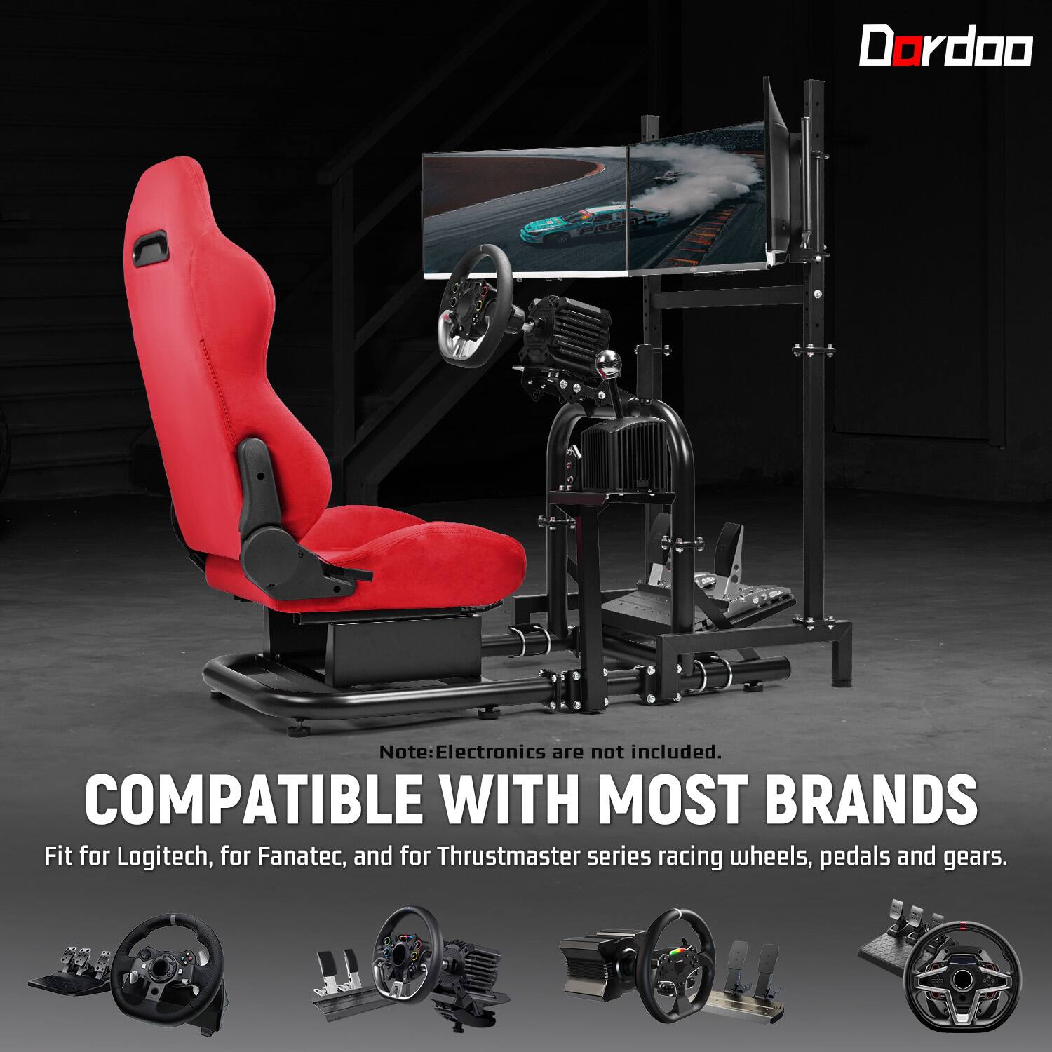 Dardoo Racing Sim Cockpit with Triple Monitor Mount and Seat Fit for ...