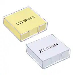 Unique Bargains - 3x3 Inch 2pcs Sticky Note Holder with 200 Sheets Self-Stick Memo Pad Dispenser Office Desk Organizer for Home Office - White, Yellow