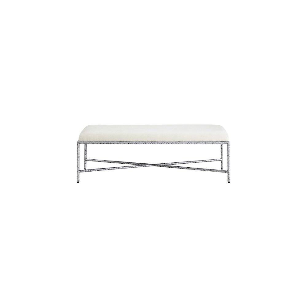 Alt View 2. Meridian Furniture - Valley Cream Chenille Fabric Bench - Beige.
