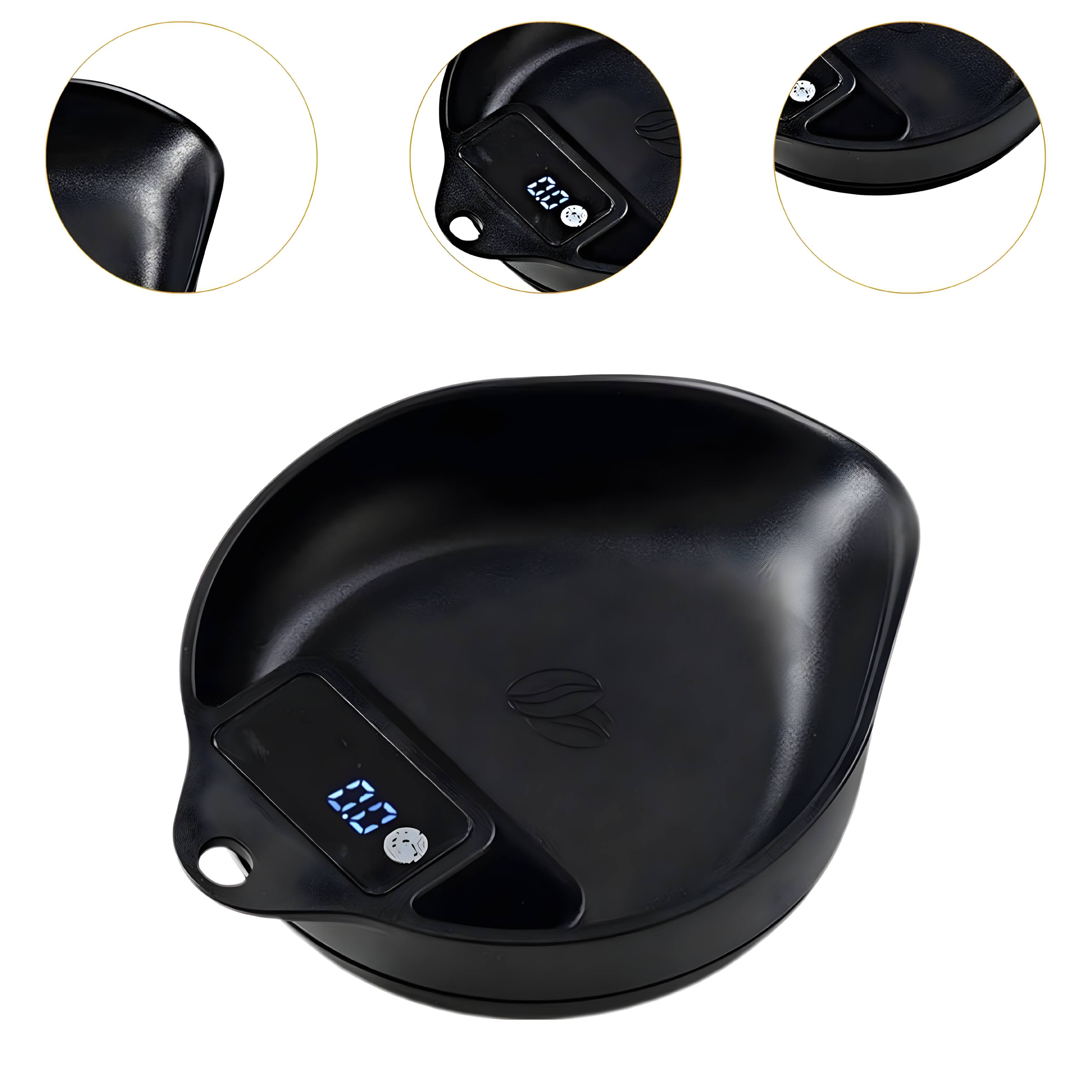 Alt View 4. Cluzine - Black ABS Coffee Bean Scale, 0.1g Precision, USB Rechargeable, with Spout Design.
