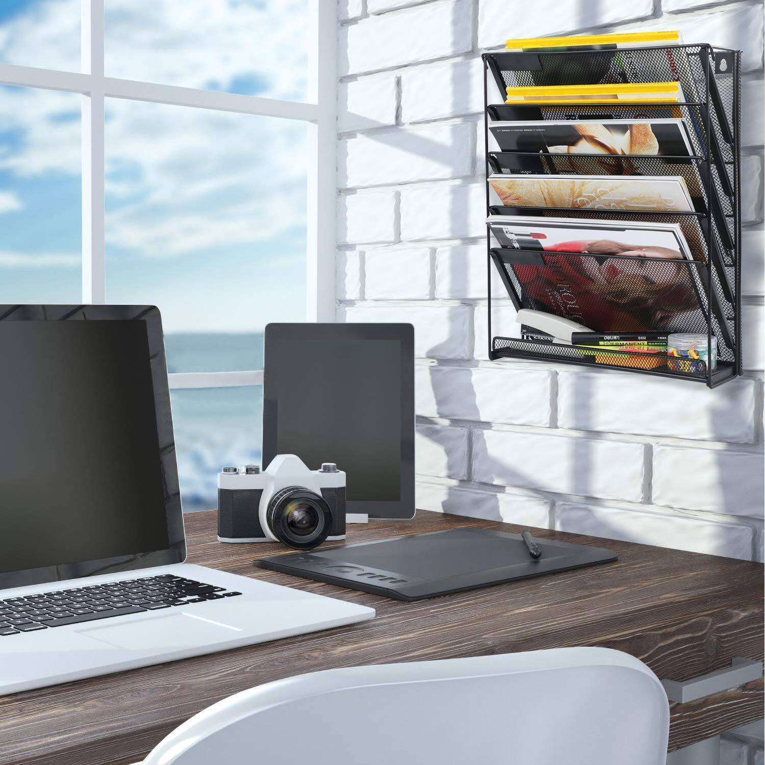 Alt View 6. Dapper Styles - Wall File Holder 6-tier Hanging Organizer Mount Paper Folder Mail For Officeschool - Black.