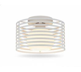 FINEAK - 9" White Industrial Semi-Flush Ceiling Light with Glass Shade